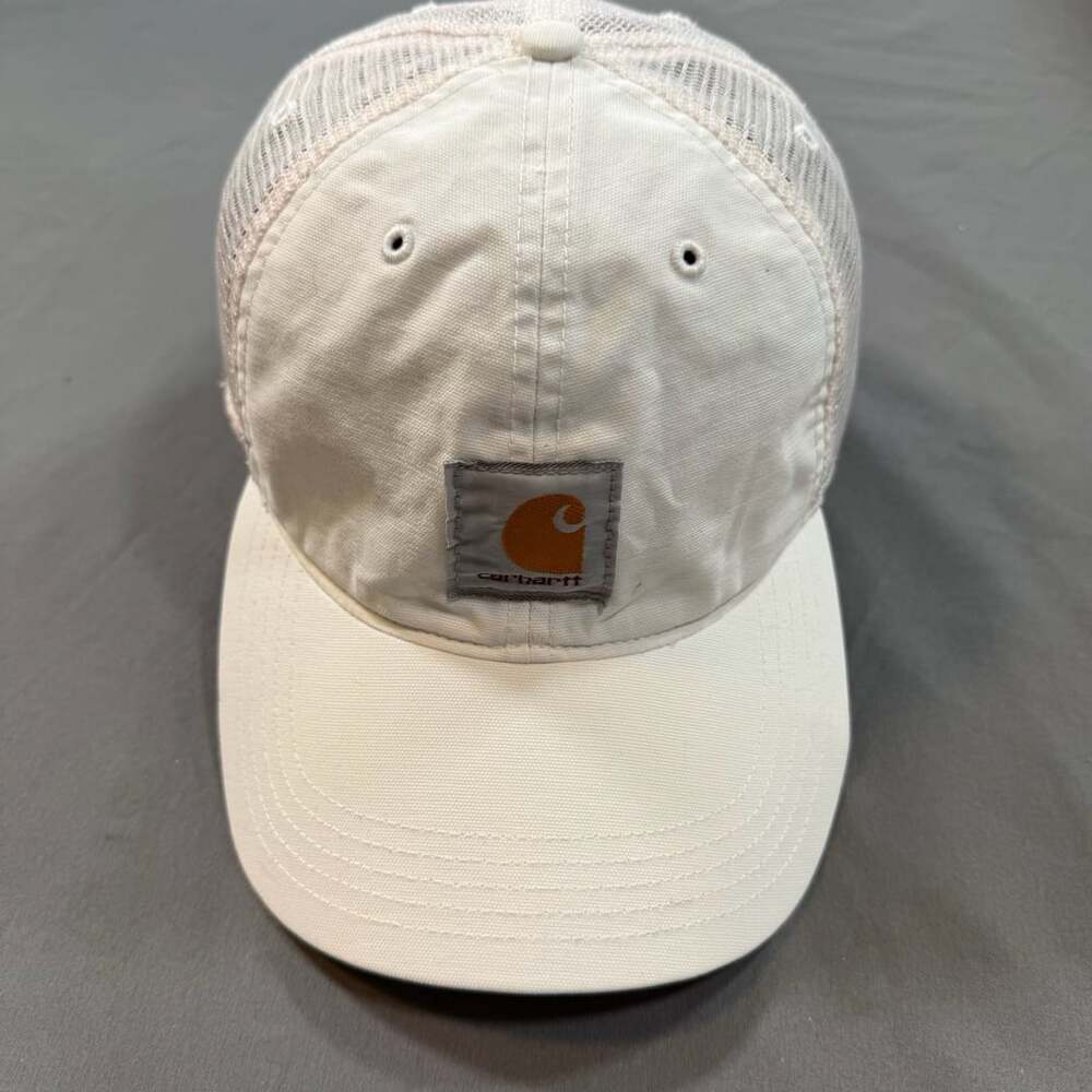 Carhartt White Canvas Mesh-Back Trucker Snapback Hat Cap